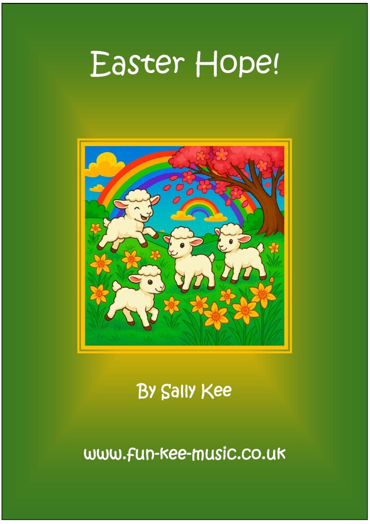 AN AI SPRINGTIME IMAGE OF GAMBOLLING LAMBS, BLOSSOM AND RAINBOWS AGAINST A GREEN BACKGROUND