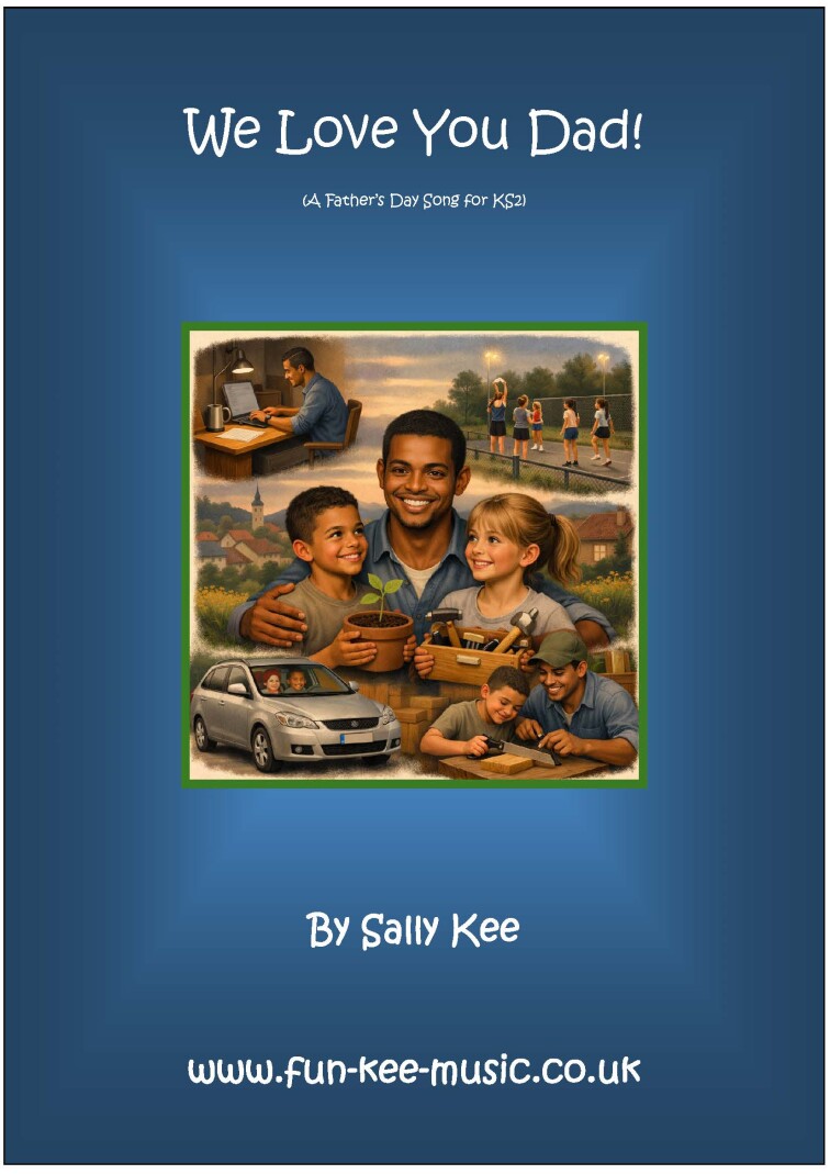 AI image of a father with children in various settings